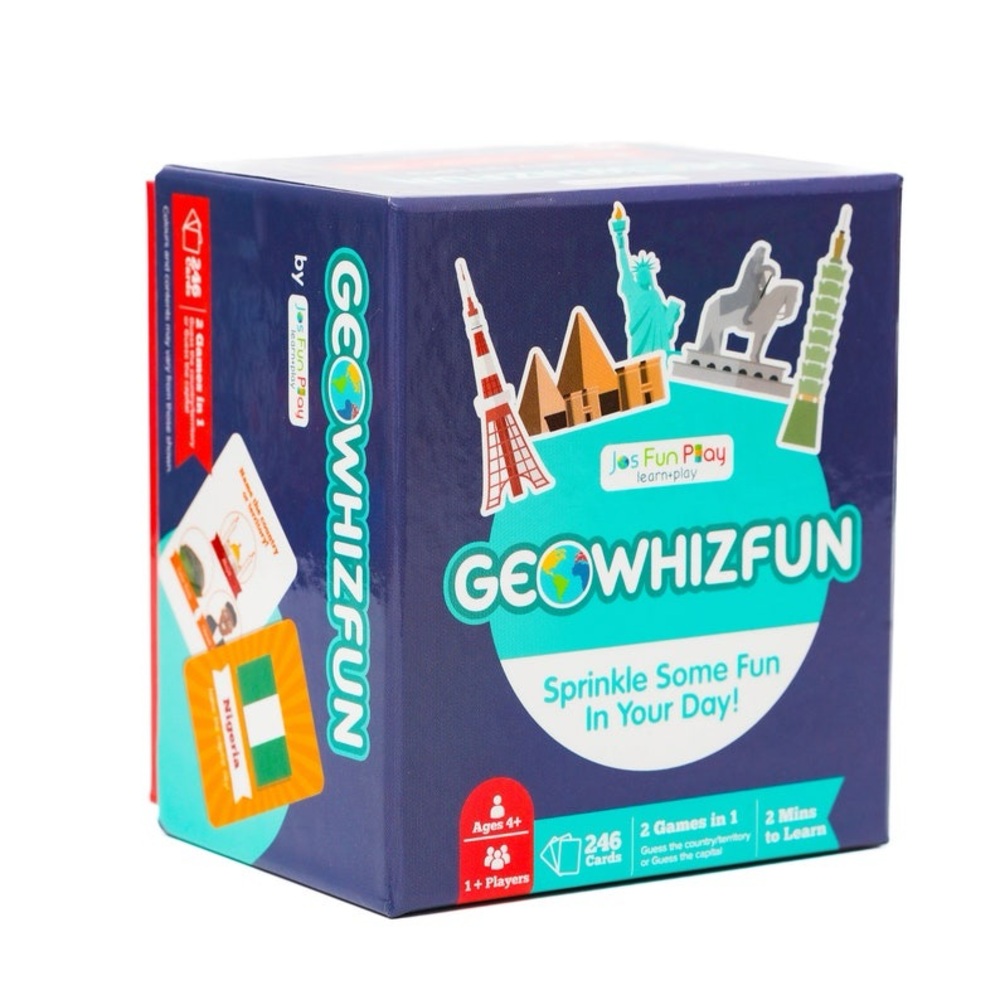 GeoWhizFun The World Trivia Card Game Guess The Country or Capital Flashcard